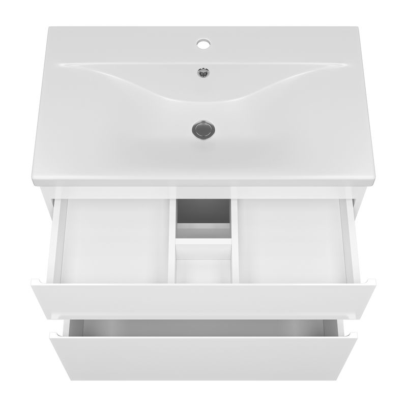 Тумба под раковину Misty Лаки 80 напольная с 2 ящ. / П-Лак-01080-0112Я белая эмаль