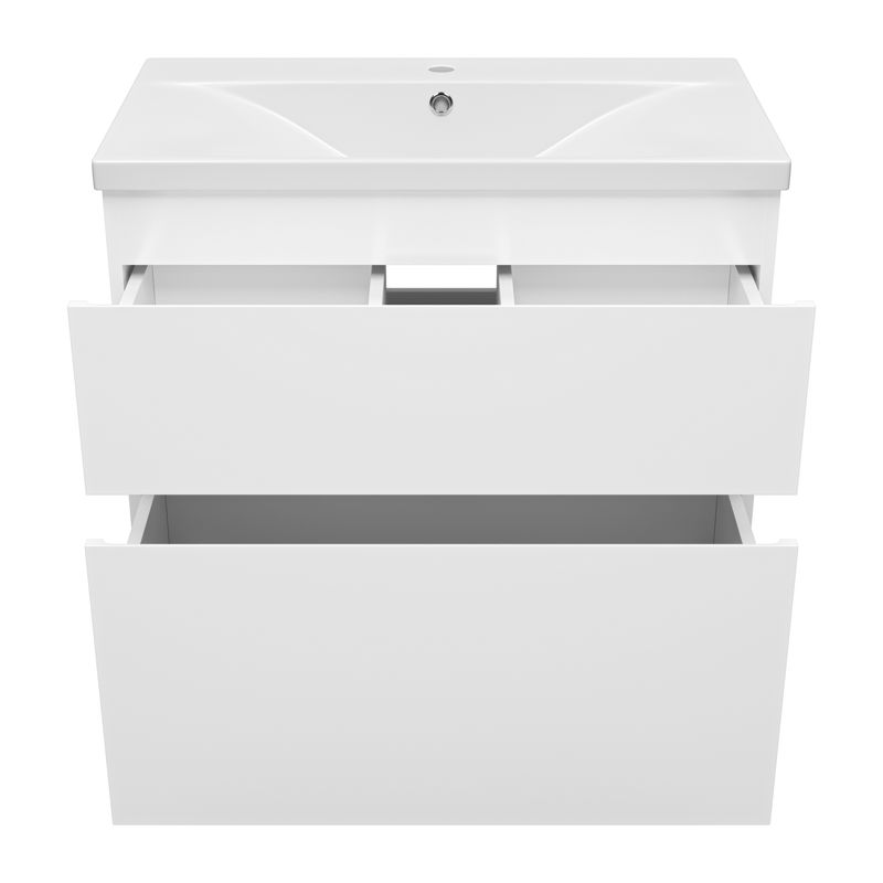 Тумба под раковину Misty Лаки 80 напольная с 2 ящ. / П-Лак-01080-0112Я белая эмаль