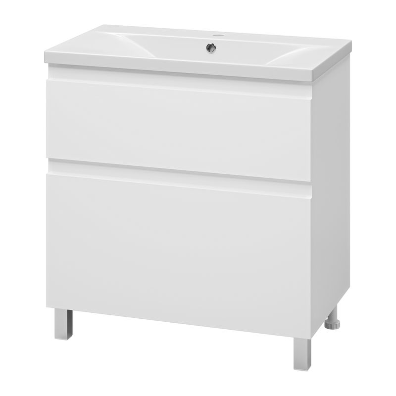 Тумба под раковину Misty Лаки 80 напольная с 2 ящ. / П-Лак-01080-0112Я белая эмаль