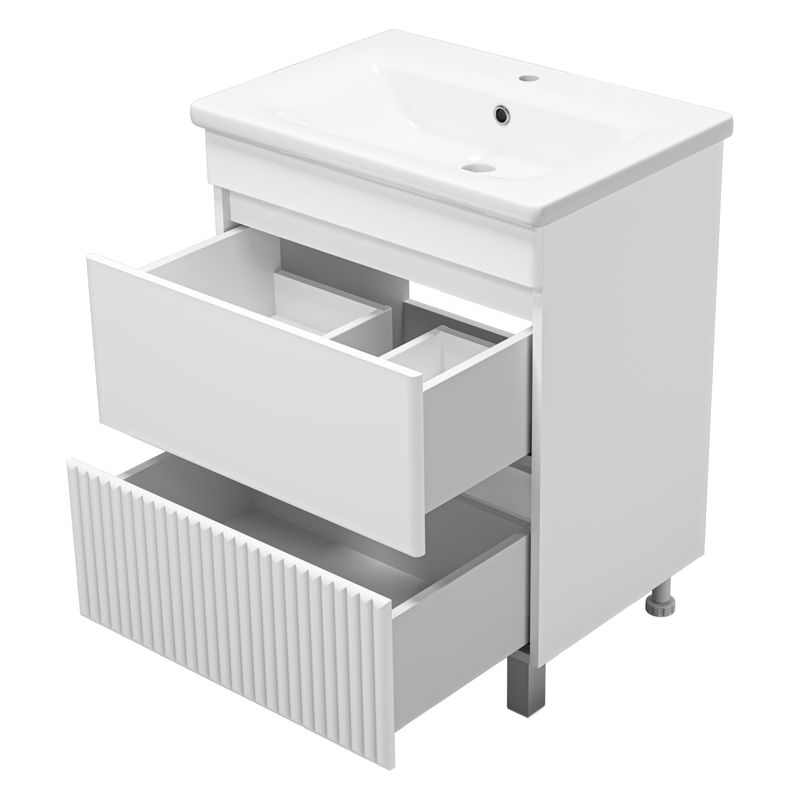 Тумба под раковину Misty Мира 65 напольная с 2 ящ. / П-Мир-01065-012Я белая эмаль