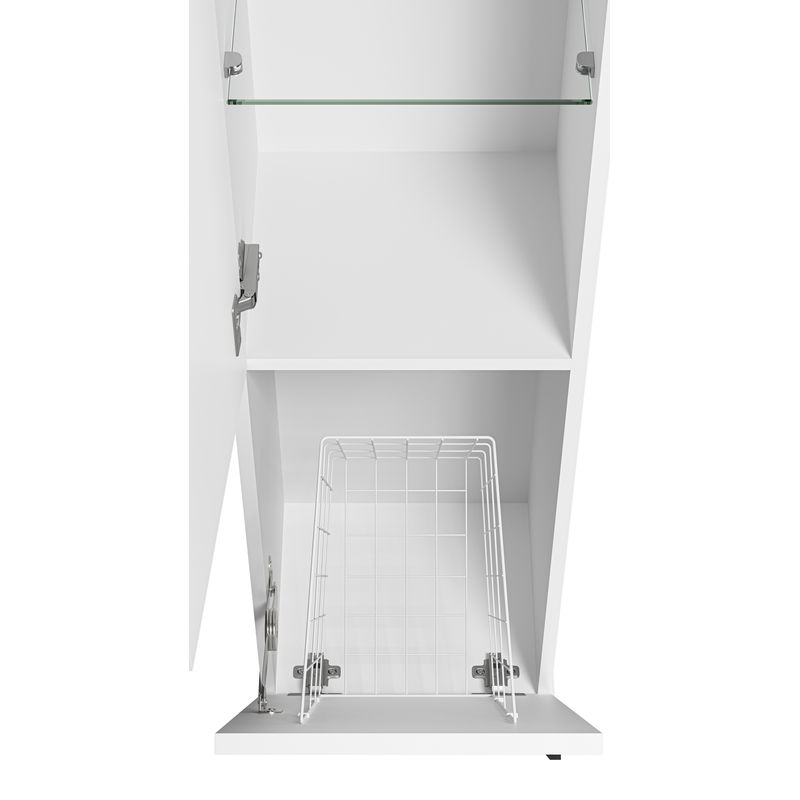 Шкаф-пенал для ванной Misty Модерн 35 с Б/К универсальный, левый / П-Мод05035-011Л белая матовая эмаль