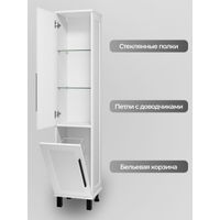 Шкаф-пенал для ванной Misty Модерн 35 с Б/К универсальный, левый / П-Мод05035-011Л белая матовая эмаль — 9