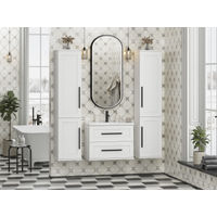 Шкаф-пенал для ванной Misty Модерн 35 с Б/К универсальный, правый / П-Мод05035-011П белая матовая эмаль — 7