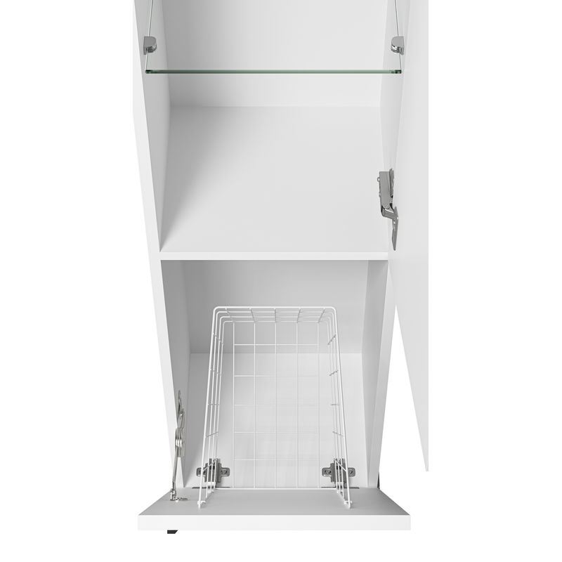 Шкаф-пенал для ванной Misty Модерн 35 с Б/К универсальный, правый / П-Мод05035-011П белая матовая эмаль