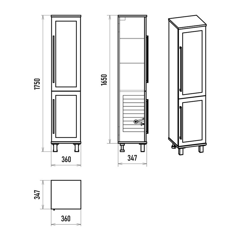 Шкаф-пенал для ванной Misty Модерн 35 с Б/К универсальный, правый / П-Мод05035-011П белая матовая эмаль