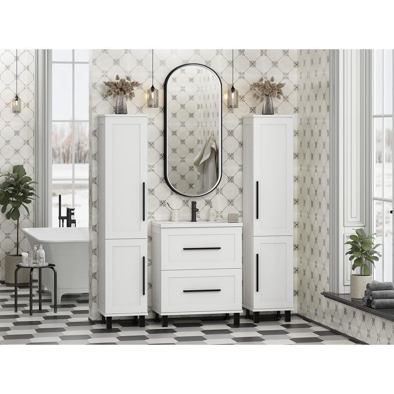 Тумба под раковину Misty Модерн 70 напольная 2 ящ. / П-Мод07070-011Пр белая матовая эмаль