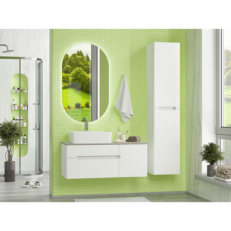 Шкаф-пенал для ванной Misty Роял 35 универсальный / П-Роя-01035-011П белая матовая эмаль