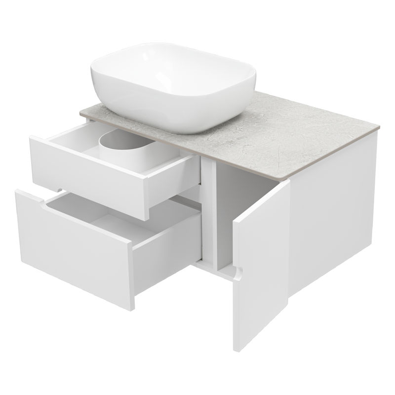 Тумба под раковину Роял 80 подвесная с 2 ящ. 1 дв. П-Роя-01080-011П2Я белый