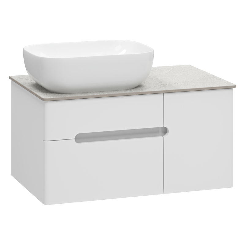 Тумба под раковину Роял 80 подвесная с 2 ящ. 1 дв. П-Роя-01080-011П2Я белый