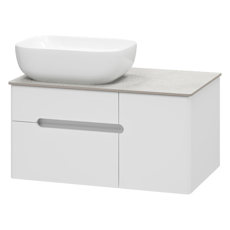 Тумба под раковину Роял 80 подвесная с 2 ящ. 1 дв. П-Роя-01080-011П2Я белый