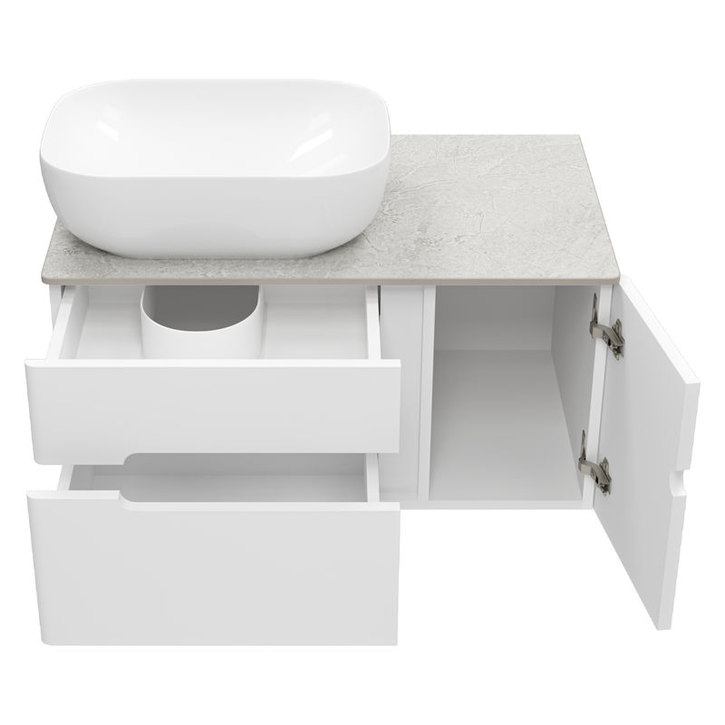 Тумба под раковину Роял 80 подвесная с 2 ящ. 1 дв. П-Роя-01080-011П2Я белый