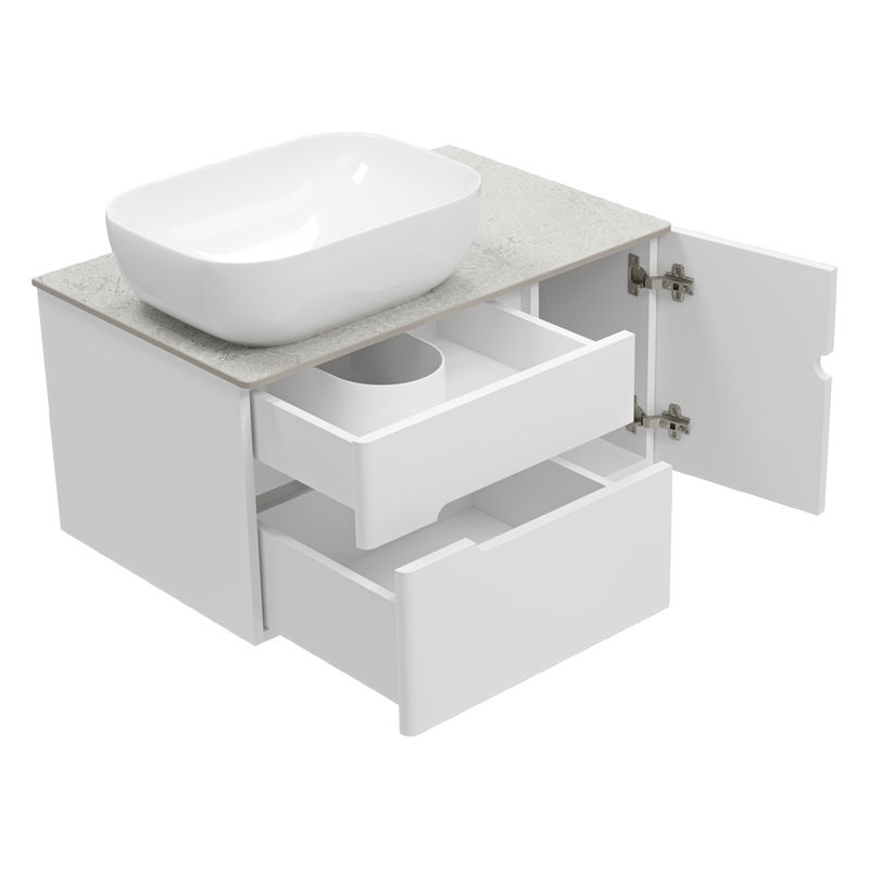 Тумба под раковину Роял 80 подвесная с 2 ящ. 1 дв. П-Роя-01080-011П2Я белый