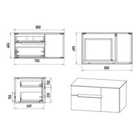 Тумба под раковину Роял 80 подвесная с 2 ящ. 1 дв. П-Роя-01080-011П2Я белый — 8