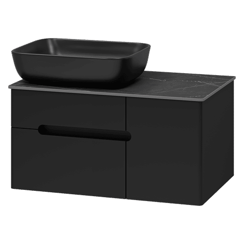 Тумба под раковину Роял 80 подвесная с 2 ящ. 1 дв./ П-Роя-01080-021П2Я черный