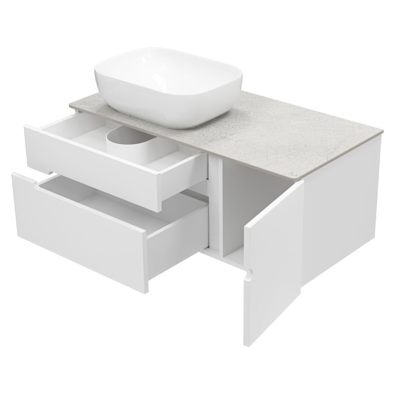 Тумба под раковину Роял 100 подвесная с 2 ящ. 1 дв. / П-Роя-01100-011П2Я белый