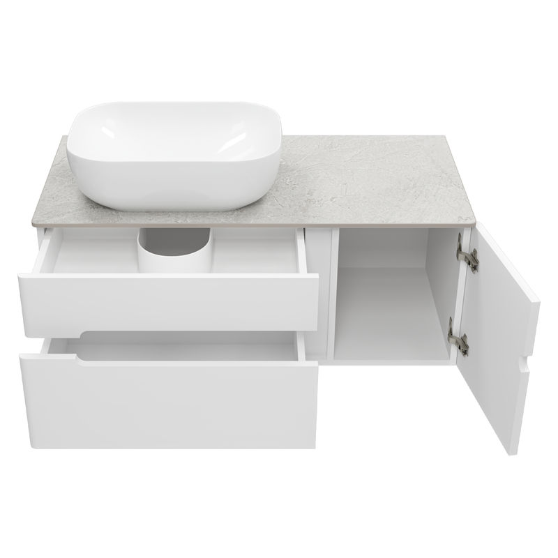 Тумба под раковину Роял 100 подвесная с 2 ящ. 1 дв. / П-Роя-01100-011П2Я белый