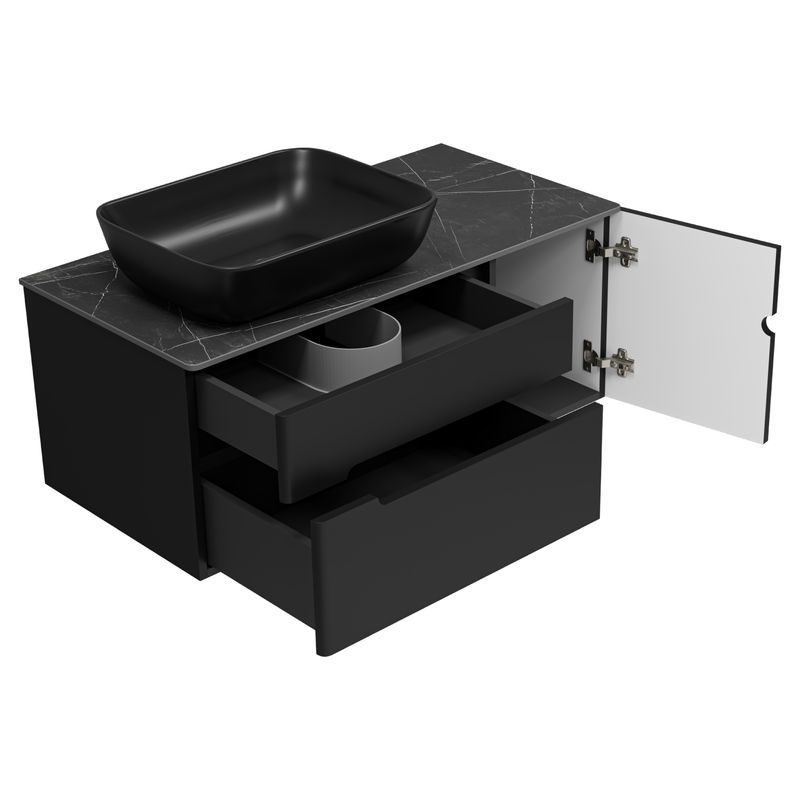 Тумба под раковину Роял 100 подвесная с 2 ящ. 1 дв. / П-Роя-01100-021П2Я черный