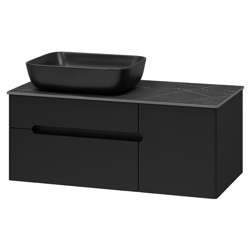 Тумба под раковину Роял 100 подвесная с 2 ящ. 1 дв. / П-Роя-01100-021П2Я черный