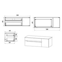 Тумба под раковину Роял 120 подвесная с 2 ящ. 1 дв. / П-Роя-01120-011П2Я белый — 8
