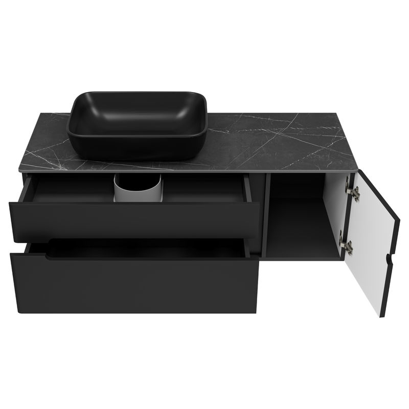 Тумба под раковину Роял 120 подвесная с 2 ящ. 1 дв. / П-Роя-01120-021П2Я черный