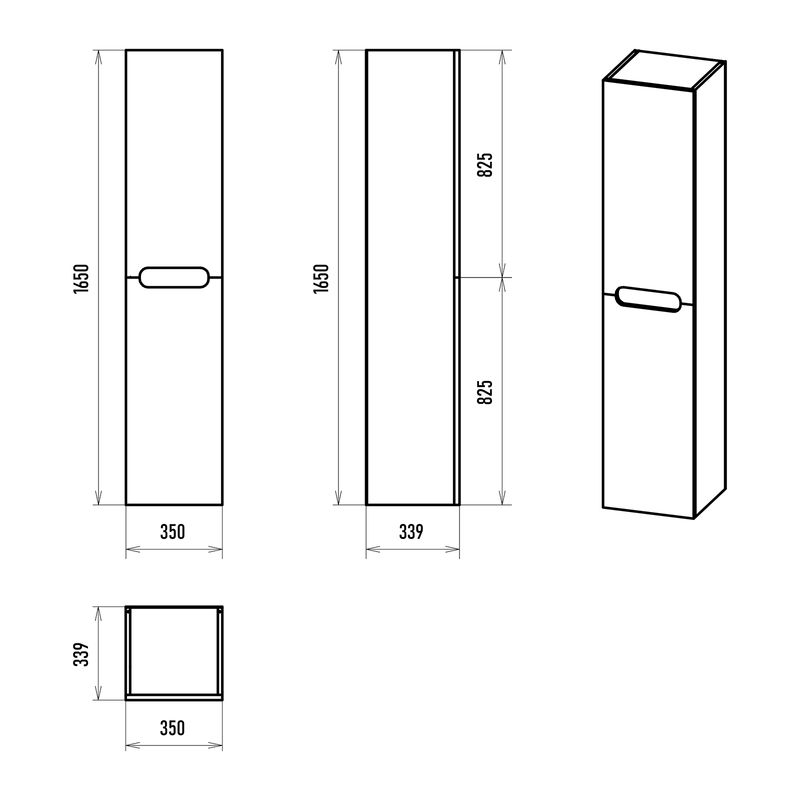 Шкаф-пенал для ванной Misty Роял 35 универсальный / П-Роя-02035-011П черная матовая эмаль