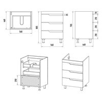 Тумба под раковину Софт 60 напольная с 3 ящ. / П-Соф-01060-0113Я эмаль — 6