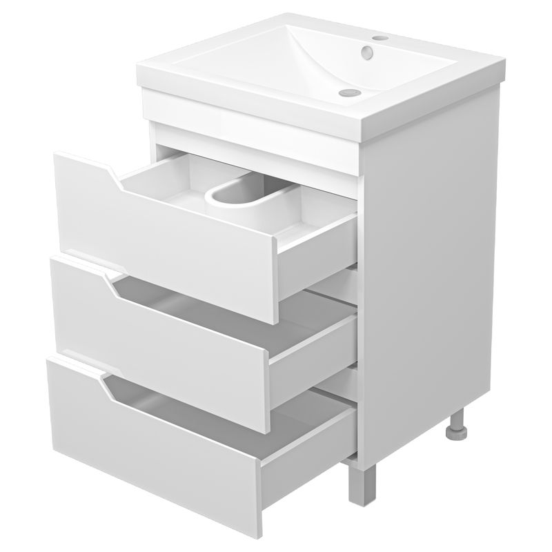 Тумба под раковину Софт 60 напольная с 3 ящ. / П-Соф-01060-0113Я эмаль