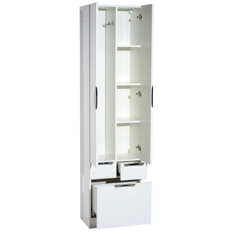 Шкаф-пенал для ванной Misty Орхидея 50 без корзины с 2 ящ. / П-Жас05050-0112Я белая эмаль