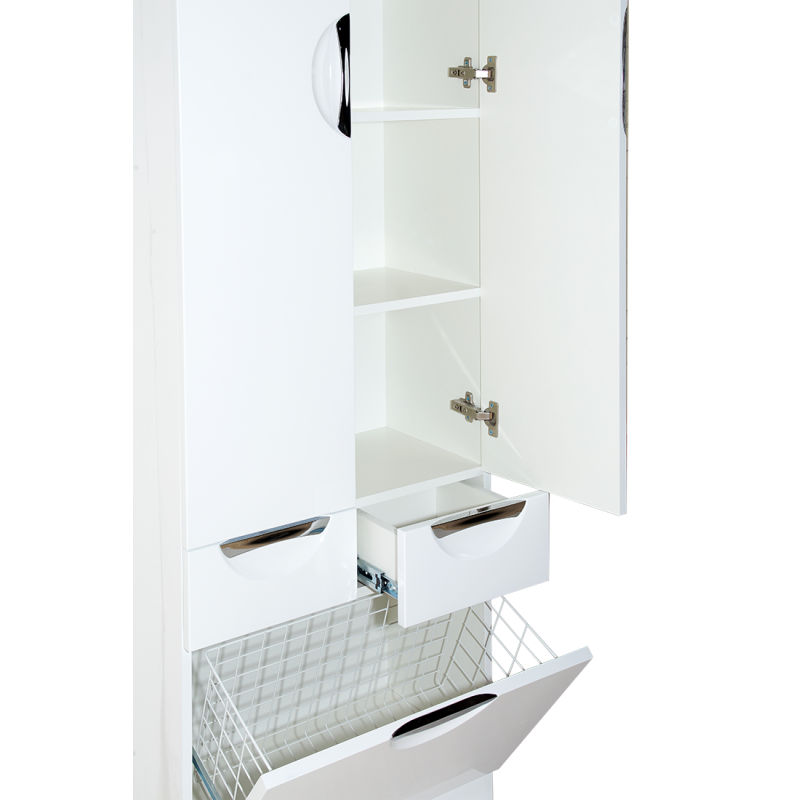 Шкаф-пенал для ванной Misty Орхидея 60 + Б/К с 2 ящ. / П-Жас05060-011К2Я белая эмаль