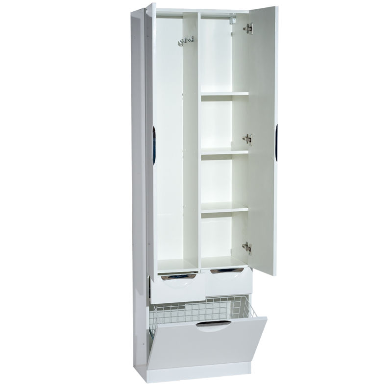 Шкаф-пенал для ванной Misty Орхидея 60 + Б/К с 2 ящ. / П-Жас05060-011К2Я белая эмаль