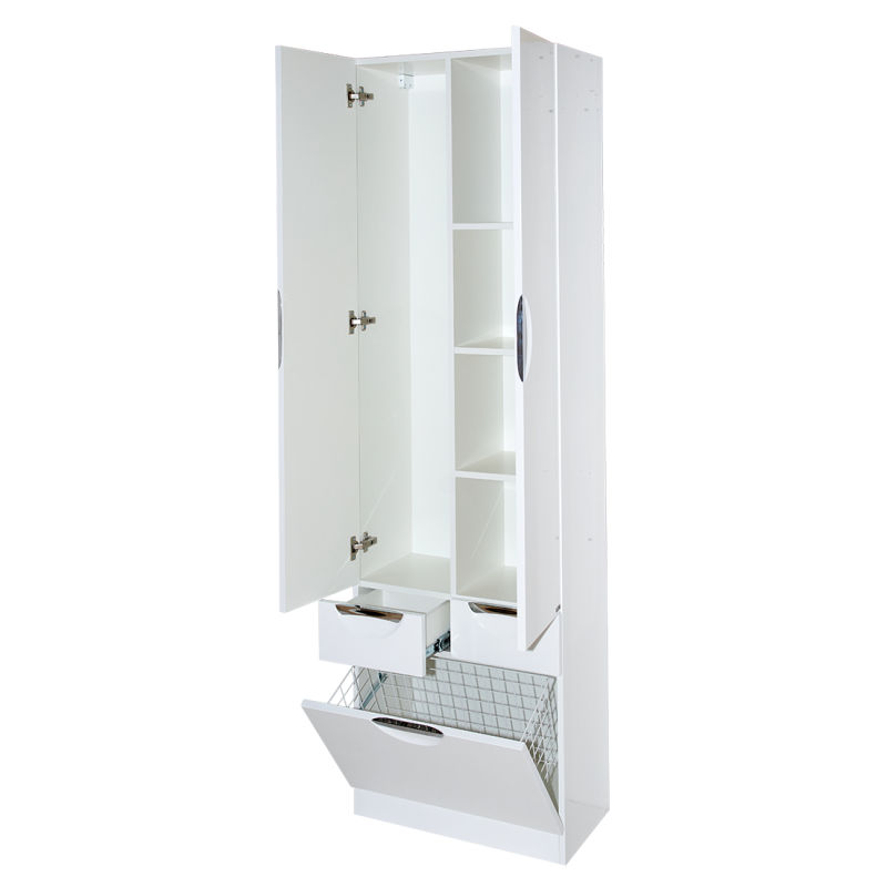 Шкаф-пенал для ванной Misty Орхидея 60 + Б/К с 2 ящ. / П-Жас05060-011К2Я белая эмаль