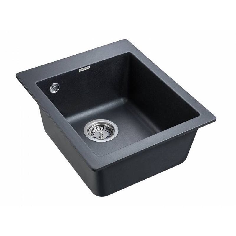 Кухонная мойка из искусственного камня Paulmark Kante 40 из искусственного гранита PM104249-BLM черный металлик 415х490 мм