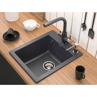 Кухонная мойка из искусственного камня Paulmark Kante 40 из искусственного гранита PM104249-BLM черный металлик 415х490 мм — 3