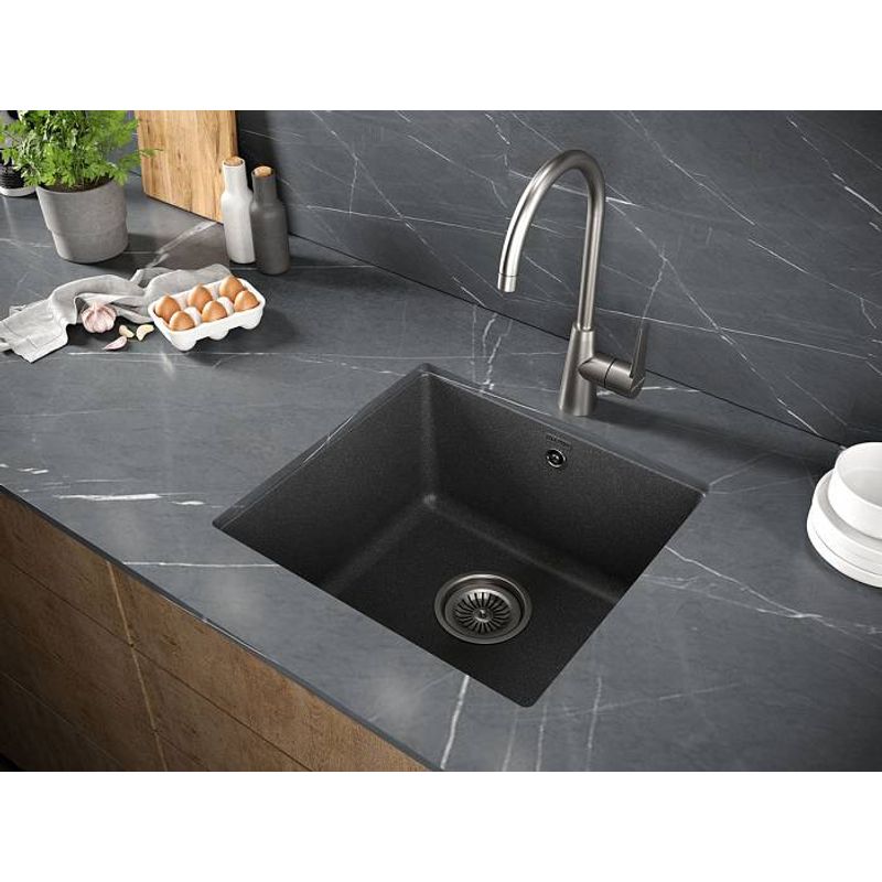 Кухонная мойка из искусственного камня Paulmark Gera 50 из искусственного гранита PM104546-DG графит 450х460 мм