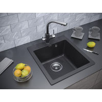 Кухонная мойка из искусственного камня Paulmark Kante 45 из искусственного гранита PM104651-BLM черный металлик 460х510 мм — 3