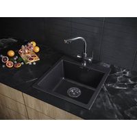 Кухонная мойка из искусственного камня Paulmark Kante 50 из искусственного гранита PM105152-BL черный 510х520 мм — 3