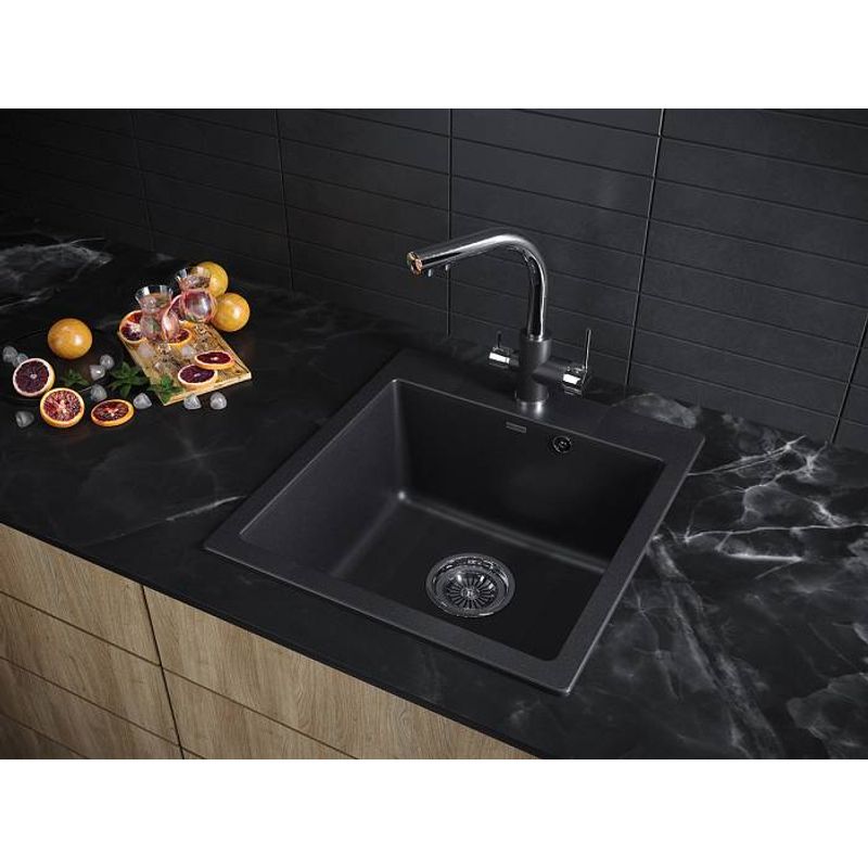 Кухонная мойка из искусственного камня Paulmark Kante 50 из искусственного гранита PM105152-BL черный 510х520 мм