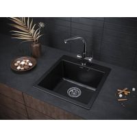 Кухонная мойка из искусственного камня Paulmark Kante 50 из искусственного гранита PM105152-BLM черный металлик 510х520 мм — 3