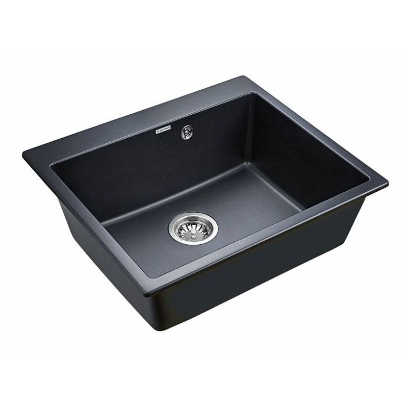 Кухонная мойка из искусственного камня Paulmark Kante 60 из искусственного гранита PM106052-BLM черный металлик 600х520 мм