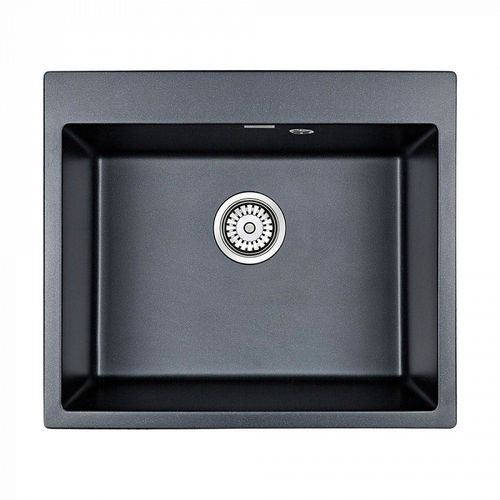 Кухонная мойка из искусственного камня Paulmark Kante 60 из искусственного гранита PM106052-BLM черный металлик 600х520 мм