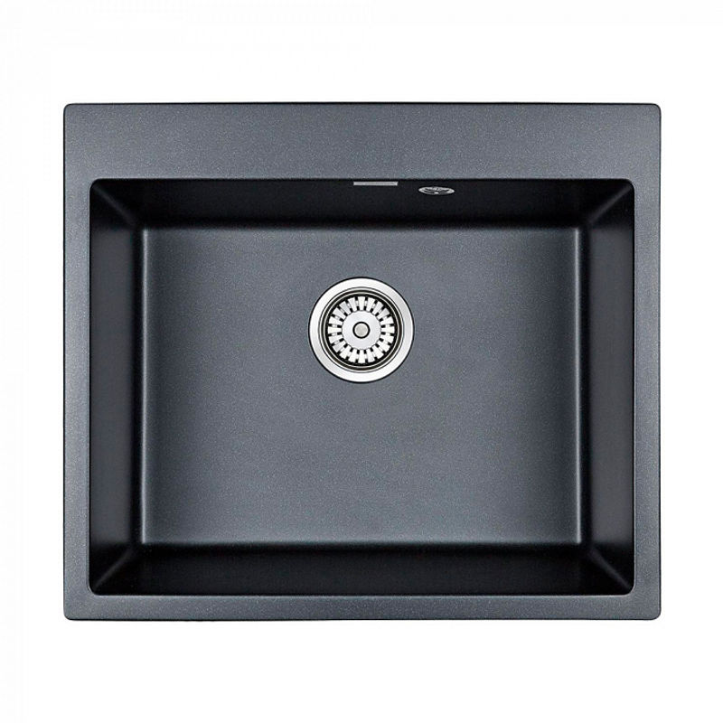 Кухонная мойка из искусственного камня Paulmark Kante 60 из искусственного гранита PM106052-BLM черный металлик 600х520 мм