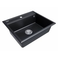 Кухонная мойка из искусственного камня Paulmark Stepia 60 из искусственного гранита PM115951-BLM черный металлик 590х510 мм — 2