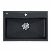 Кухонная мойка из искусственного камня Paulmark Stepia 80 из искусственного гранита PM117551-BLM черный металлик 750х510 мм — 1