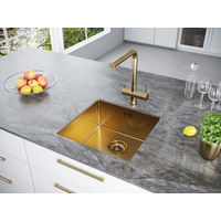 Кухонная мойка из нержавеющей стали Paulmark Gerberg 44 Uni PM214444-BG брашированное золото 440х440 мм — 3