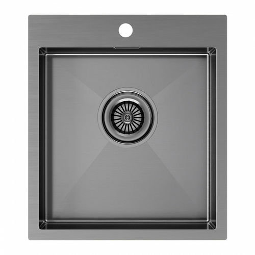 Кухонная мойка из нержавеющей стали Paulmark Kroner 45 PM214551-GM вороненая сталь 450х510 мм