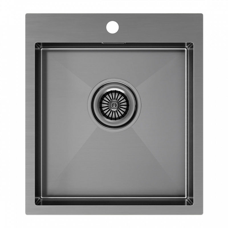 Кухонная мойка из нержавеющей стали Paulmark Kroner 45 PM214551-GM вороненая сталь 450х510 мм