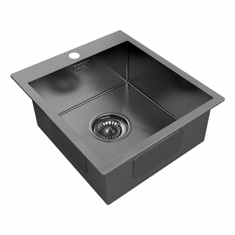 Кухонная мойка из нержавеющей стали Paulmark Kroner 45 PM214551-GM вороненая сталь 450х510 мм