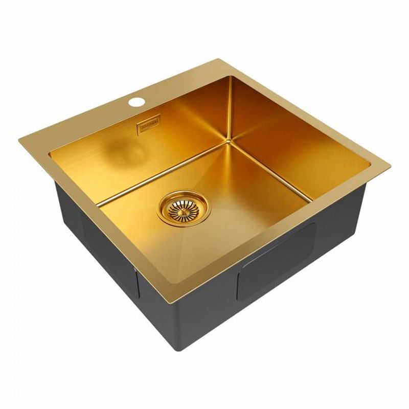 Кухонная мойка из нержавеющей стали Paulmark Kroner 51 PM215151-BG брашированное золото 510х510 мм