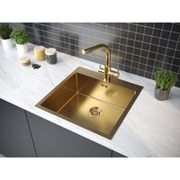 Кухонная мойка из нержавеющей стали Paulmark Kroner 51 PM215151-BG брашированное золото 510х510 мм — 3