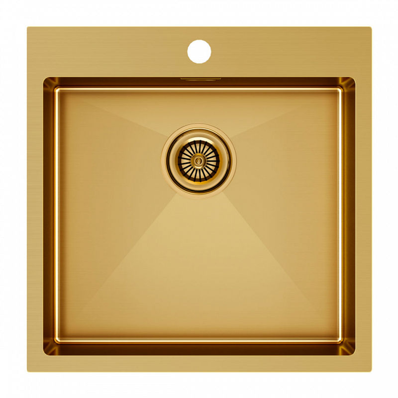 Кухонная мойка из нержавеющей стали Paulmark Kroner 51 PM215151-BG брашированное золото 510х510 мм
